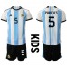 Cheap Argentina Leandro Paredes #5 Home Football Kit Children World Cup 2022 Short Sleeve (+ pants)